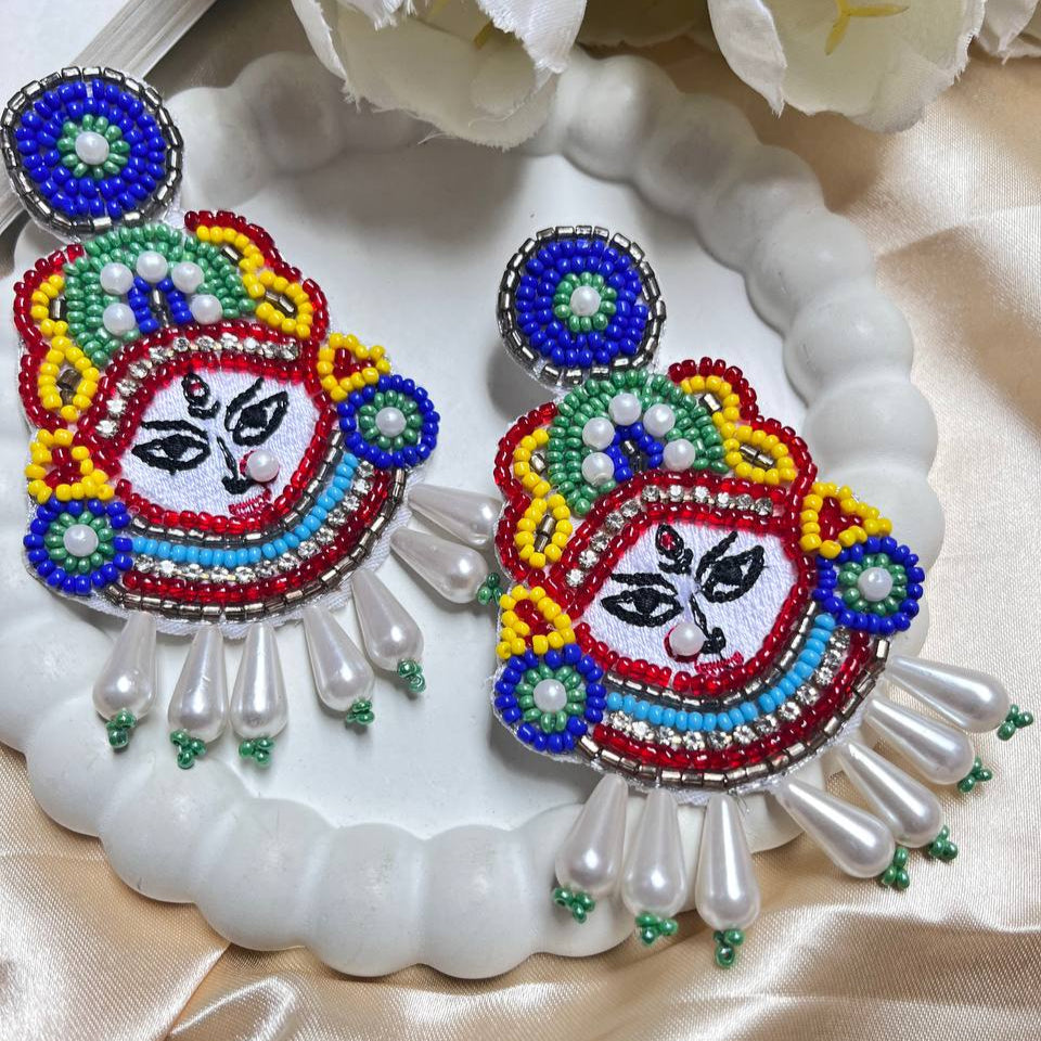 Durga handmade beaded earrings #earrings #beaded #tivra #tivracreation #women #madeinindia #earrings