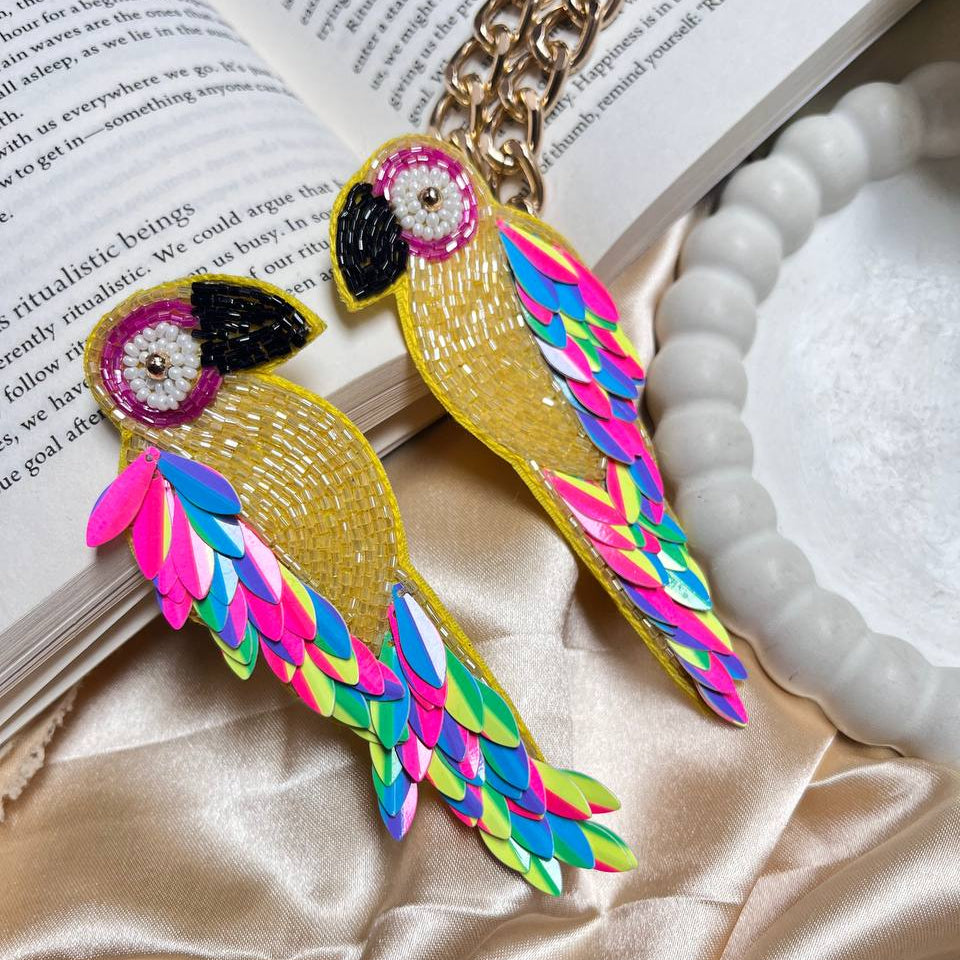 Parrot pop handmade beaded earrings #beaded #wholesale #price #india #tivra #tivracreation #jewelry