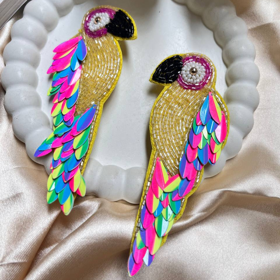 Parrot pop handmade beaded earrings #beaded #wholesale #price #india #tivra #tivracreation #fashion #handmade