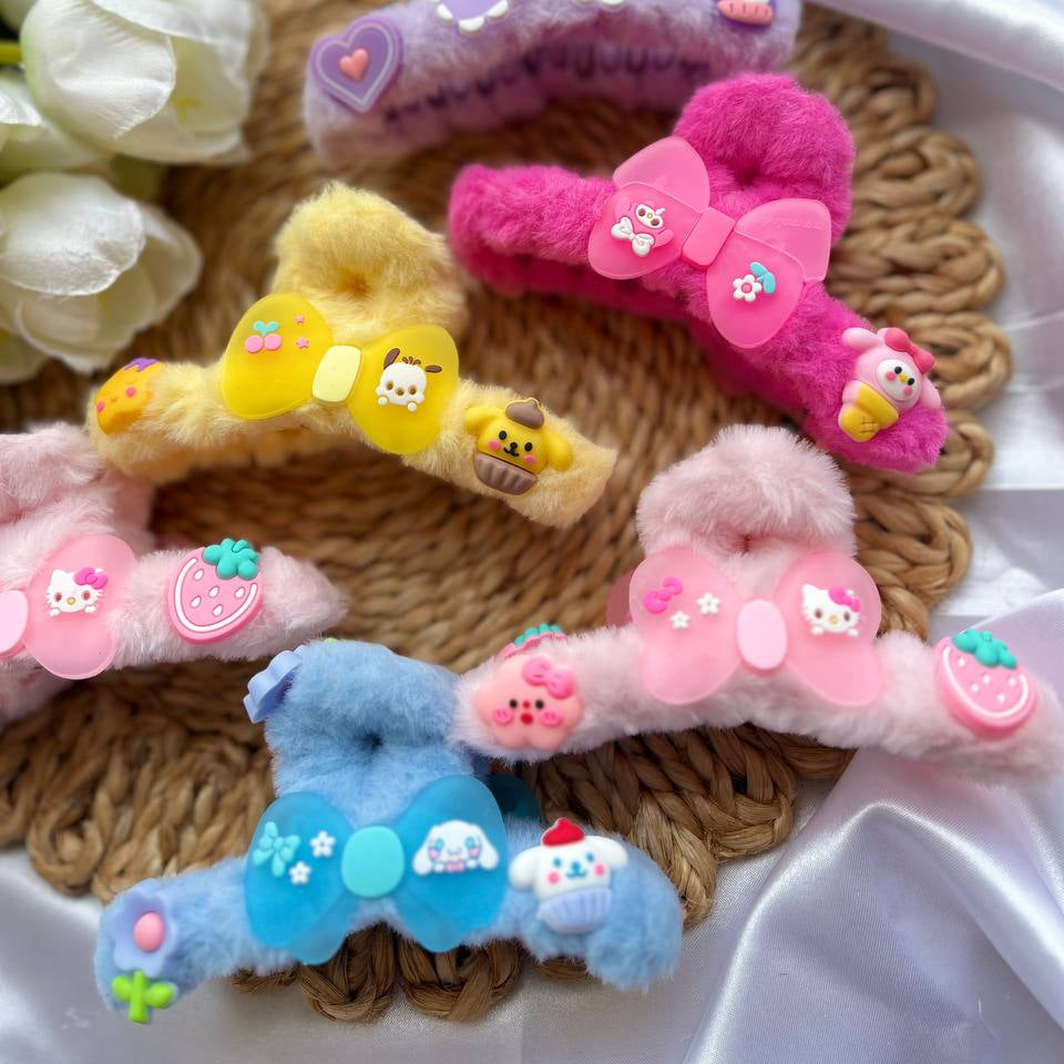 Fur Claws/Clutcher Set of colorful hair accessories with cartoon designs on a textured surface.
#InstaHairClips #tivracreation #tivra
#SoftGirlAccessories
#KawaiiStyleIndia
#FurClawsTrend
#HairClipAesthetic
#IndianBrandLove
#PrettyInPastel
#HairAccessoriesLover
#DailyHairStyle
#WhiteHairClips