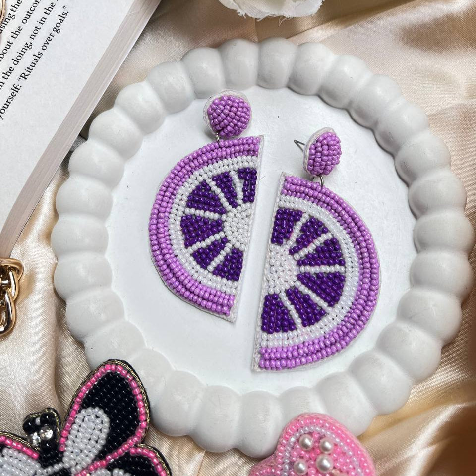 Lavender Lime handmade beaded earring #SummerAccessories
#BeachStyle #VacationReady #BohoChic #TropicalVibes #SummerFashion #ResortWear