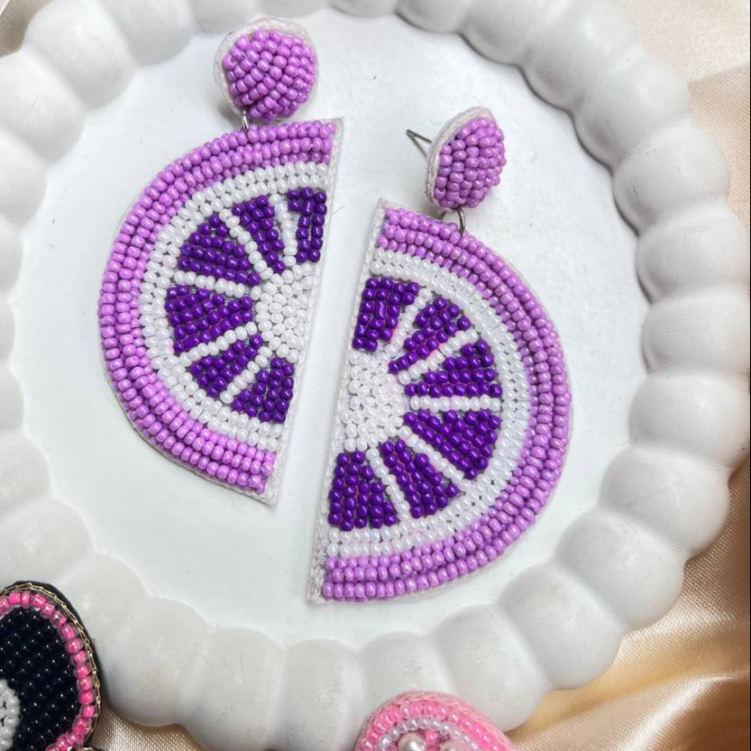 Purple Zest lime handmade beaded earrings #HandmadeJewelry
#BeadedJewelry
#HandcraftedWithLove
#MadeInIndia #IndianHandmade #SupportArtisans #TivraCreation