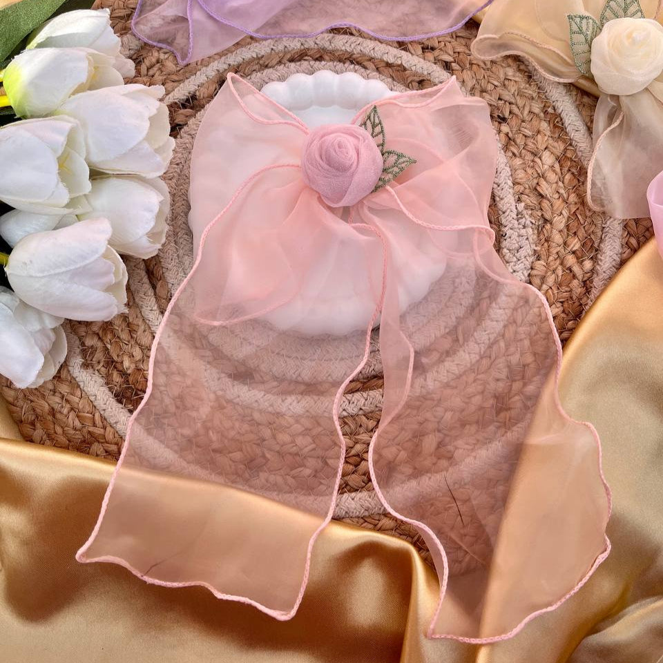 Rose Bow Organza Hairclips