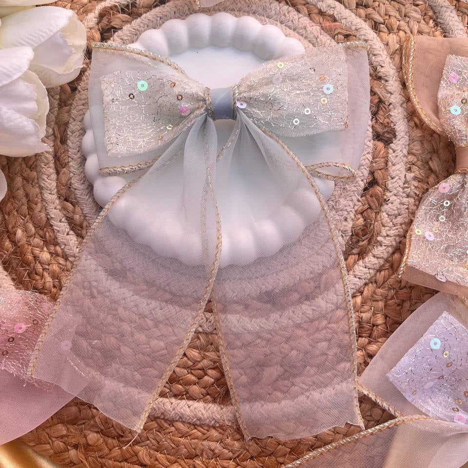 Glitter Organza Bow Hairclips