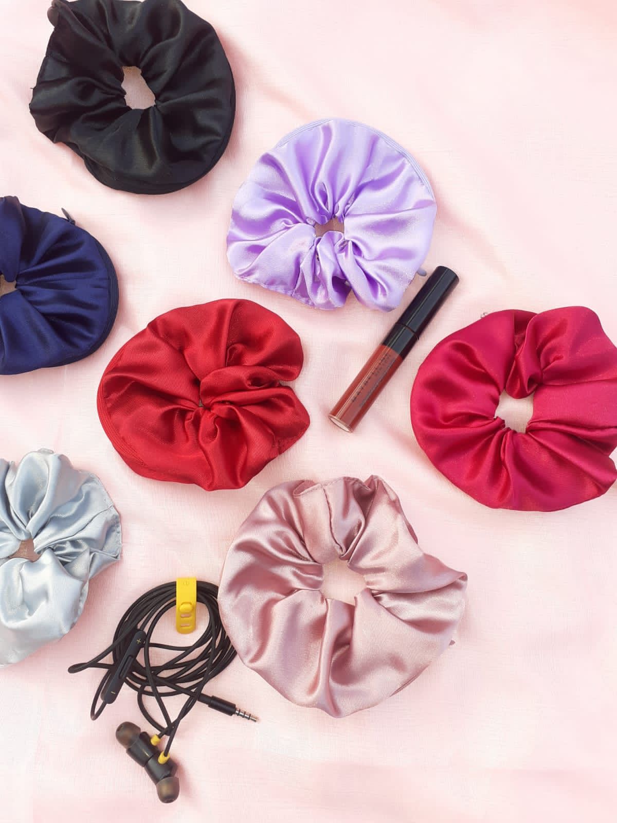 Zipper Satin Scrunchies