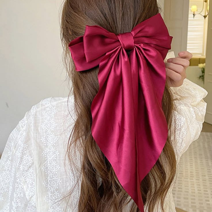 1pc_Red_Elegant_Vintage_Style_Solid_Color_Bowknot_Hair_Clip_With_Ribbon_Spring_Clip_Suit_For_Daily_Use_Festival_Party #HairStyleInspo #HairGoals #FashionHairAccessories #EverydayStyle #HairClipTrend #OOTDAccessories #StylishHairClips #HairClipStyle #tivra #tivracreation