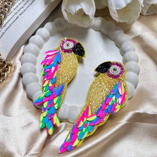Parrot pop handmade beaded earrings #beaded #wholesale #price #india #tivra #tivracreation