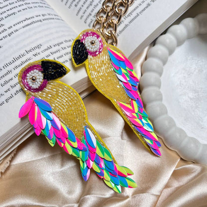 Parrot pop handmade beaded earrings #beaded #wholesale #price #india #tivra #tivracreation #jewelry