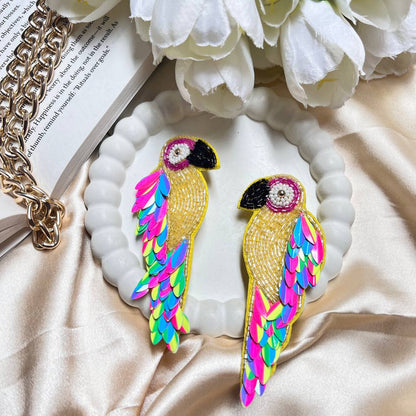 Parrot pop handmade beaded earrings #beaded #wholesale #price #india #tivra #tivracreation #india #madeinindia #delhi #earrings