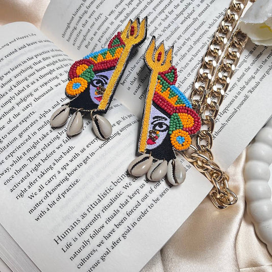 shakti Durga Handmade Multicolour beaded earrings #tivra #tivracreation #beaded #earrings #beadedearrings