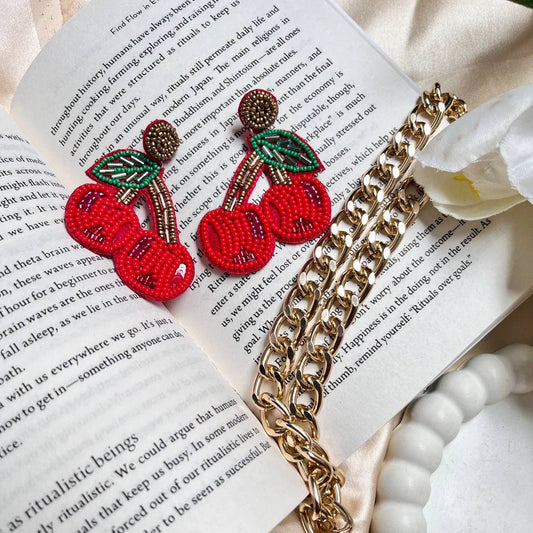 Cherry Handmade Beaded Earrings