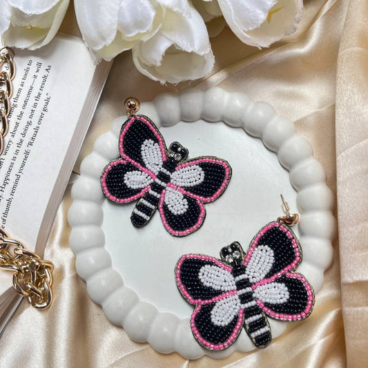Crazy Black Butterfly Handmade Beaded Earrings #BlackButterflyEarrings #ButterflyJewelry #StatementEarrings #BeadedEarrings #BoldAccessories #ButterflyVibes #ButterflyLover #UniqueEarrings
