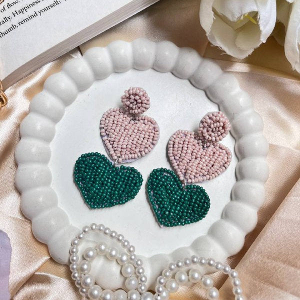  Green Flag Heart Handmade Beaded Earrings #HandmadeWithLove

#MadeInIndia

#IndianHandmade

#TivraCreation

#SupportArtisans

#BeadedWithLove

#CraftedInIndia