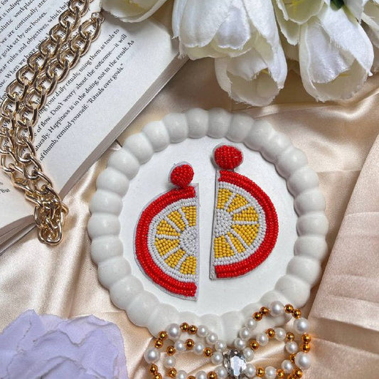 Tivra Creation Orange Slice Handmade Beaded Earrings #HandmadeJewelry

#BeadedWithLove

#IndianArtisans

#MadeInIndia

#SupportHandmade

#TivraCreation

#CraftedInIndia