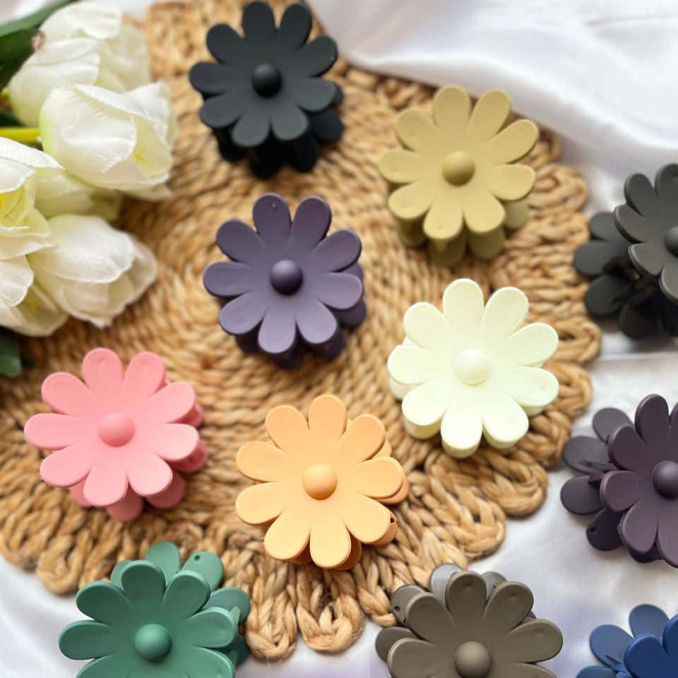 Tivra Creation Sunflower Flower Claws / Clutchers / Hairclips Colorful flower-shaped buttons on a textured fabric background #ShopifyIndia
#AmazonFindsIndia
#FlipkartFashion
#OnlineShoppingIndia
#HairAccessoriesOnline
#AffordableHairAccessories
#EcommerceStyle
#MadeInIndiaProducts
#SmallBusinessIndia
#ShopTivraCreation