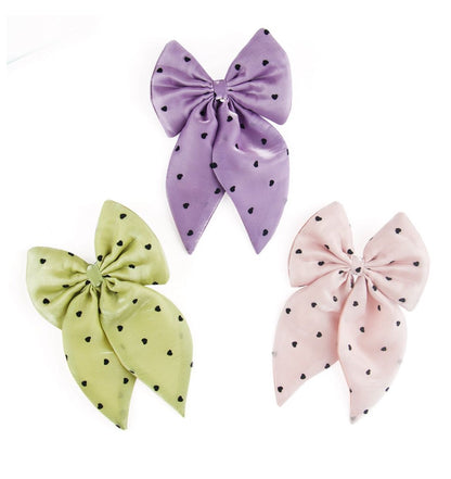 Heart Printed Pigtail Bow Hairclips