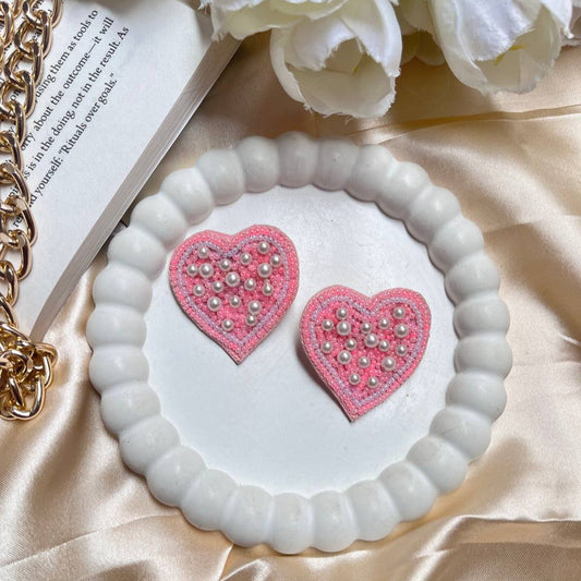Pink Love Heart Handmade beaded Earrings #tivra #tivracreation #jewellery #earrings #handmade #delhi #india #jewelry #beaded #gift #summer #love #summervibes #instagram