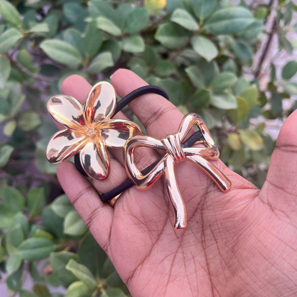 Premium Anti-Tarnish Pony Cuffs Metal Hair Band Ties Accessories by TIVRA CREATION with Air Tight Pouch