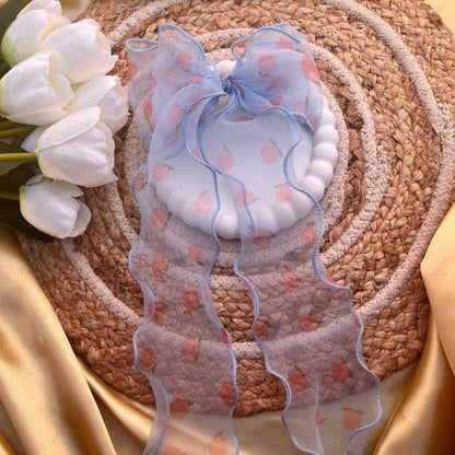 Orange Printed Organza Bow Hairclips