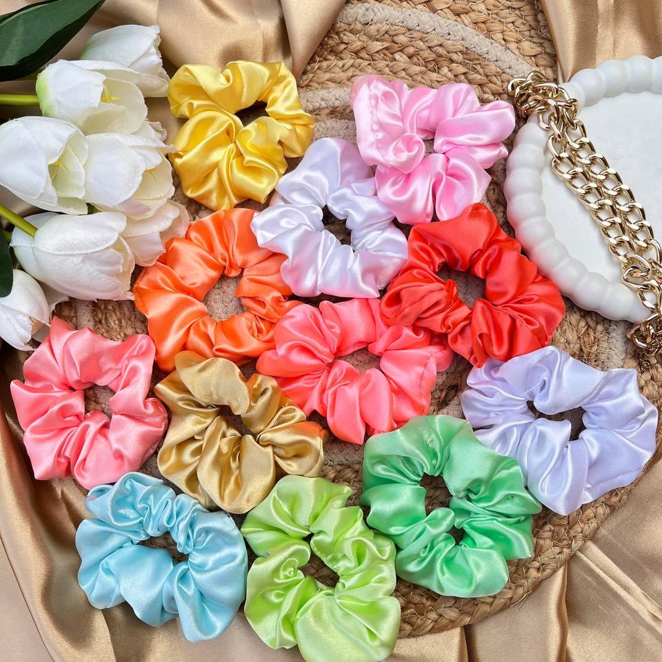 Pastel Satin Scrunchies