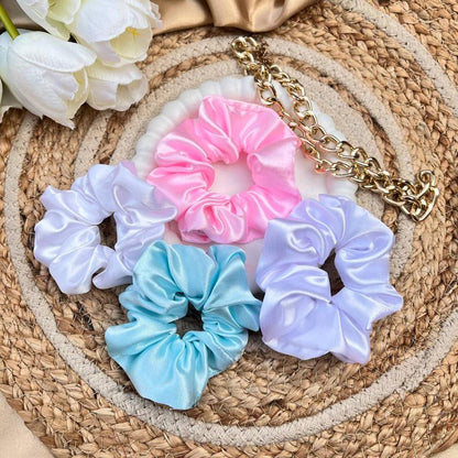 Pastel Satin Scrunchies