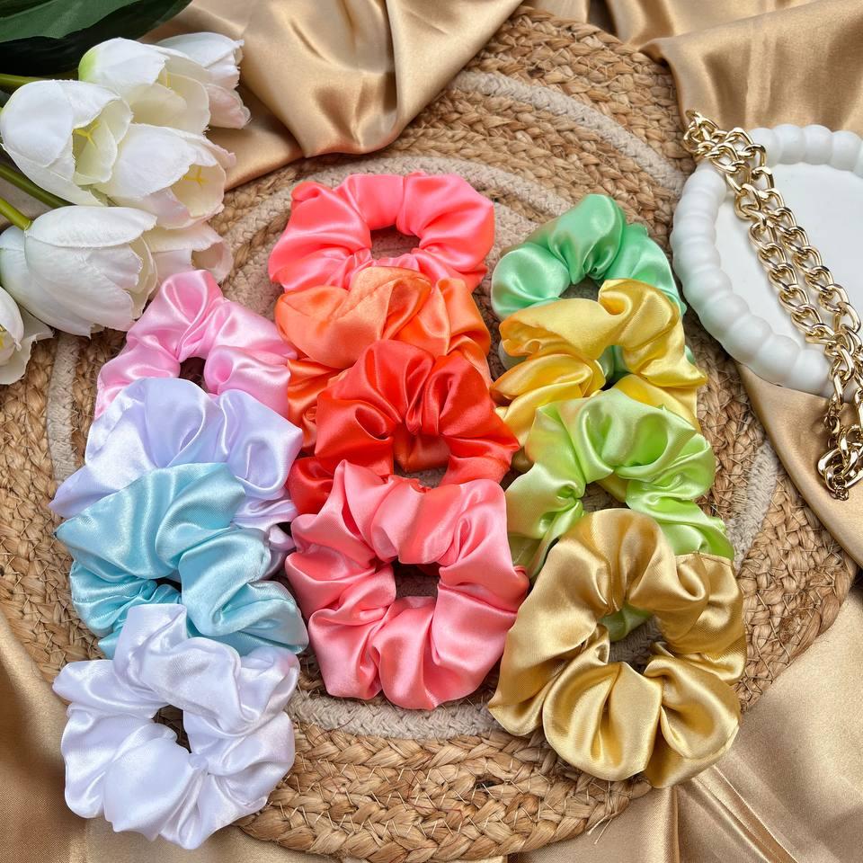 Pastel Satin Scrunchies