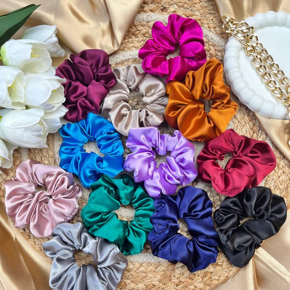 Solid Satin Scrunchies