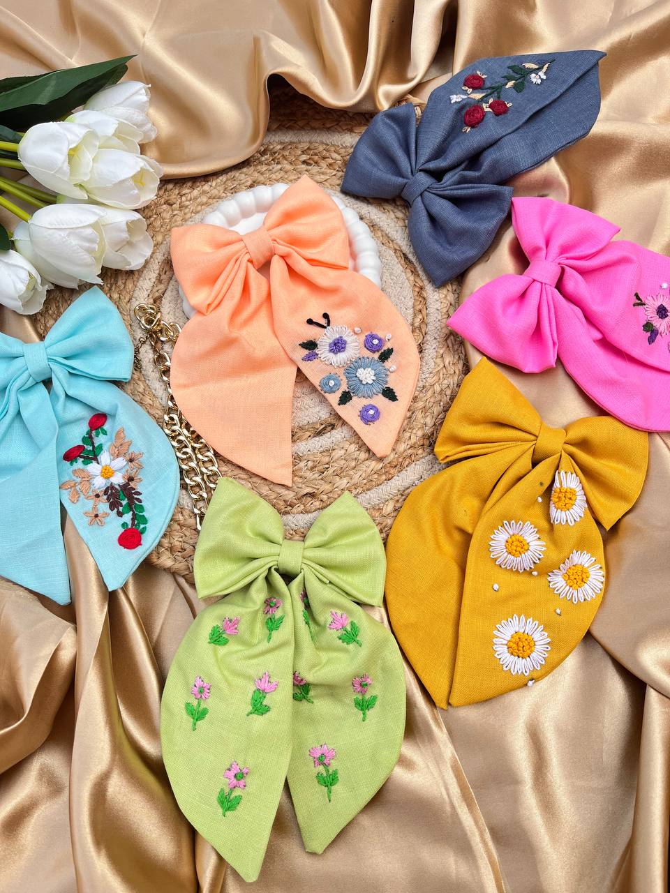 Embroidered Charm Bows