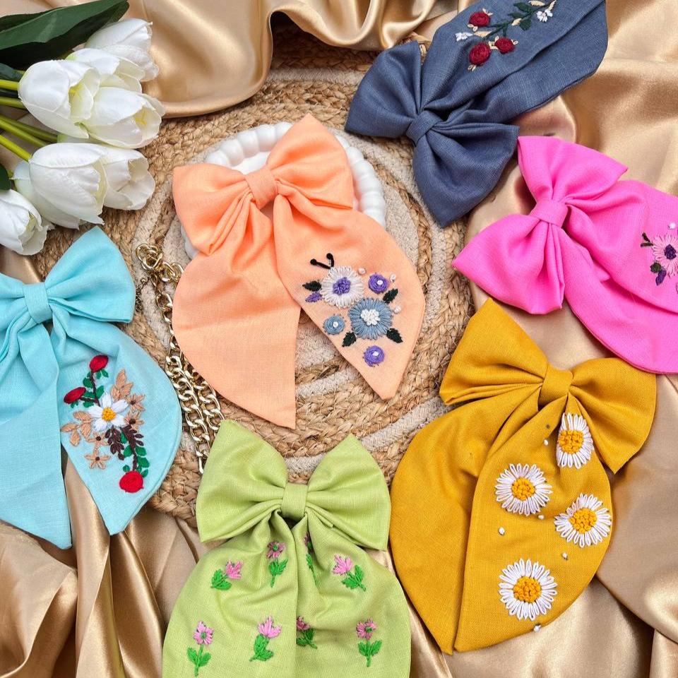 Embroidered Charm Bows