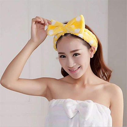 Romantic Facial Spa Makeup Cleansing Cute Bow Velvet Elastic Headband for Women