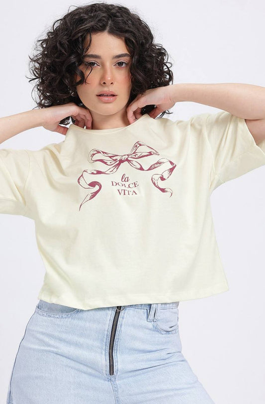 tivra Printed Drop-Shoulder Sleeves T-shirt #cream #tivracreation #bowtshirt #cutetshirt #PureCottonTshirt
#OversizedGraphicTee
#PrintedTshirtLove
#ComfortWear
#EverydayStyle
#UnisexStyle
#SoftCotton
#BreathableFabric
#OversizedFit