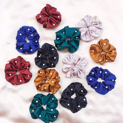 Pearls Satin Scrunchies